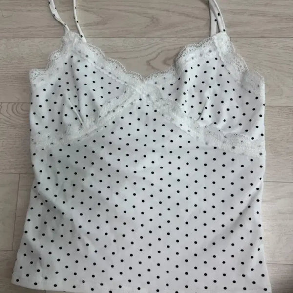 [BUNJANG] White Lace Cami Top / 화이트 레이스 나시