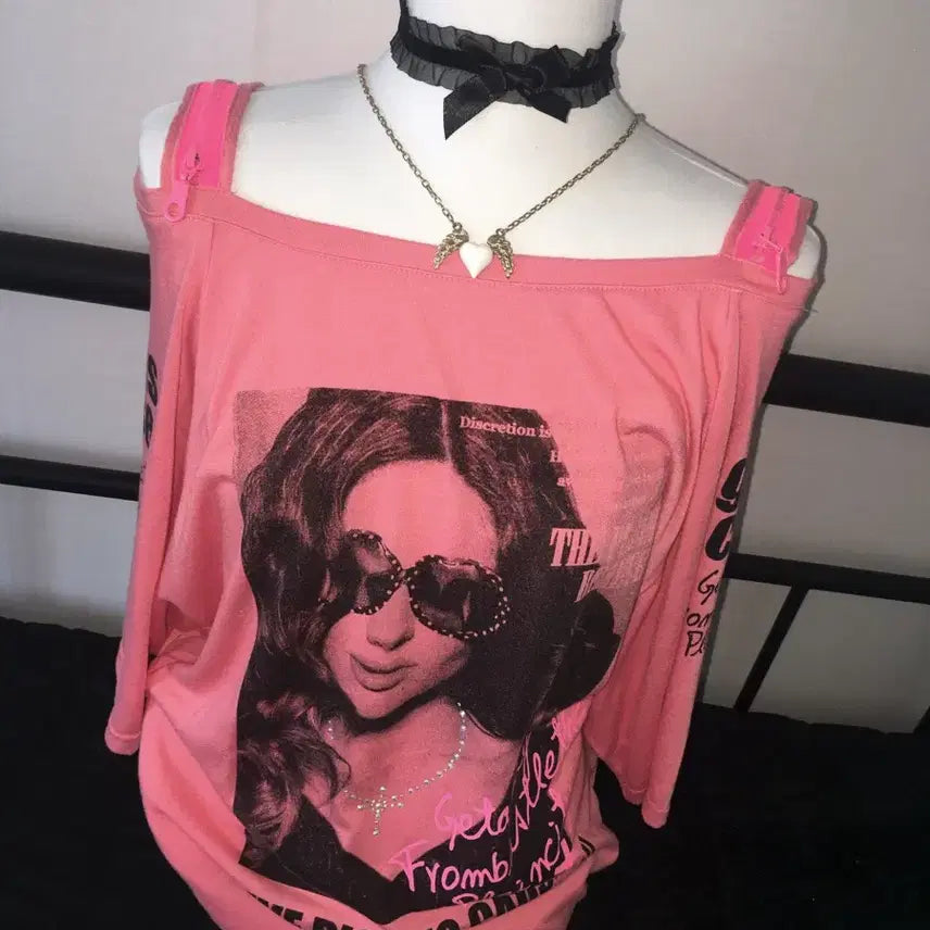 [BUNJANG] 2000s Y2K Off-Shoulder Cubic Gyaru Top / 2000s 헤이세이 y2k 오프숄더 큐빅 갸루 탑