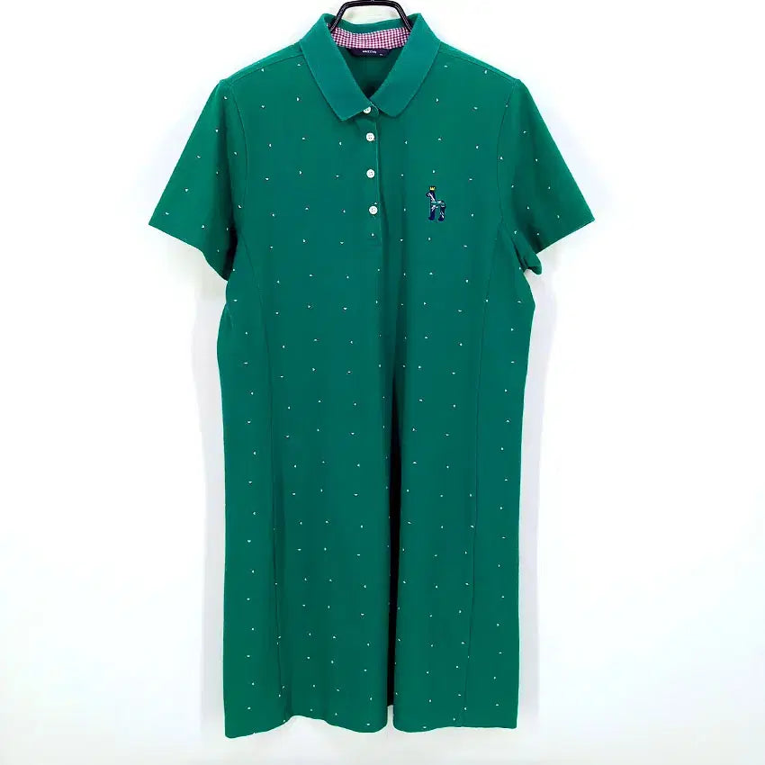 [BUNJANG] Hazzys Women's Summer Caravan Short Sleeve Mini Dress Green 95 / 헤지스 여성 여름 카라반팔 미니원피스 그린95 (HU45954)