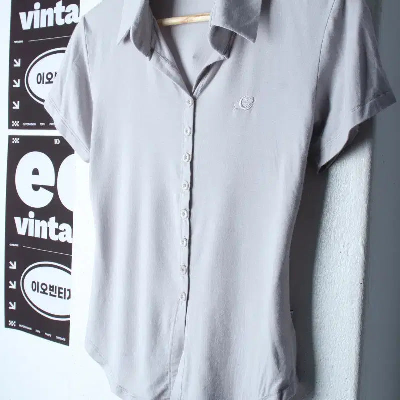 [BUNJANG] Urban Dress Slim Fit Short Sleeve Collar T-Shirt Grey / W(S-M) 어반드레스 반팔 카라 티셔츠 슬림핏 그레이 놈코어-H35341
