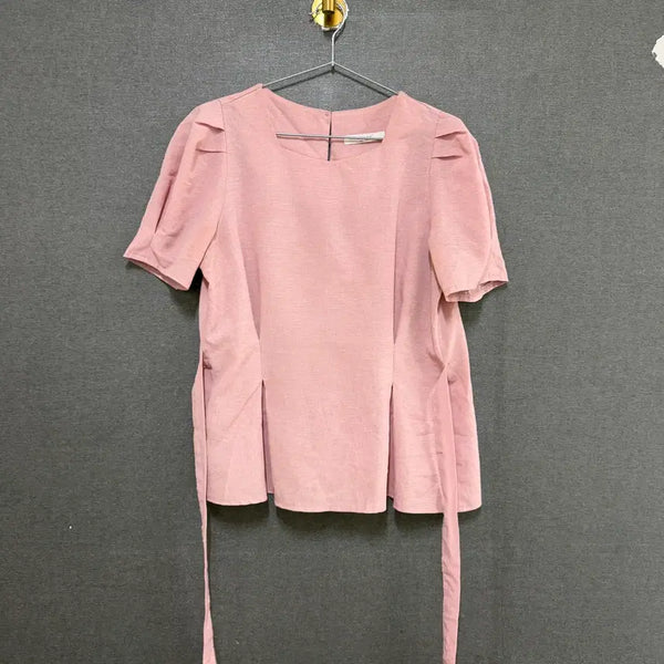[BUNJANG] BLANC F Women's Puff Sleeve Short Sleeve Blouse Pink / BLANC F 여성 퍼프 소매 반팔 블라우스 핑크 BO2410