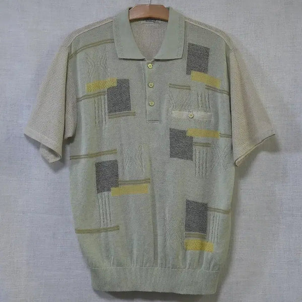 [BUNJANG] Waltzar Linen Mesh Knit Short Sleeve Polo Shirt / 일본 수입 Waltzar 여름 린넨 메시 니트 반팔 티셔츠 카라티 95