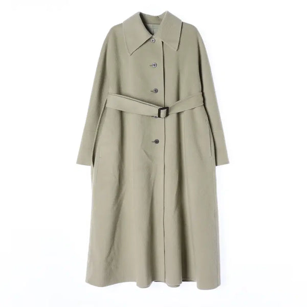 [BUNJANG] SYSTEM 22FW Cashmere Wool 100% Handmade Belted Long Coat Green / 시스템 22FW 캐시미어 울 100% 핸드메이드 벨티드 롱 코트 그린