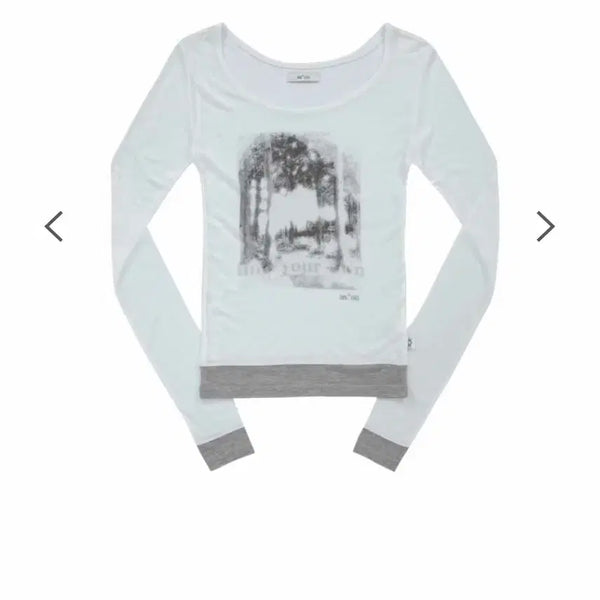 [BUNJANG] Azureon Forest Layered T-Shirt White / 애즈온 FOREST LAYERED T