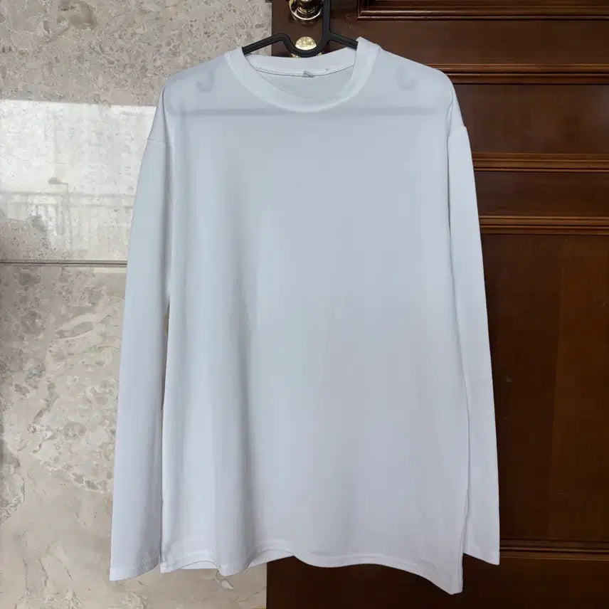 [BUNJANG] Men's Plain Long Sleeve T-Shirt White / 남성 무지 긴팔티 화이트