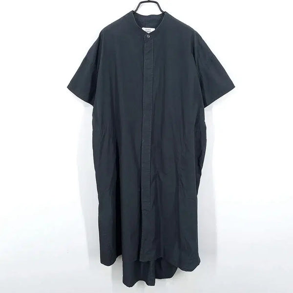 [BUNJANG] Tomboy Summer Buttoned Short-Sleeve Dress Charcoal F / 톰보이 여름 바스락 버튼 살짝얇은 반팔원피스 챠콜F (HU45955)