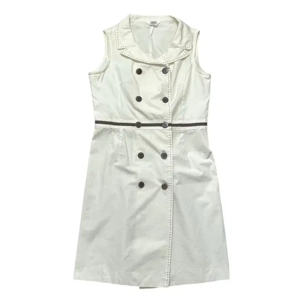 [BUNJANG] Calvin Klein CK Cream Ivory Double-Breasted Sleeveless Trench Dress Size 66 / 캘빈클라인 CK 크림아이보리 더블 브레스티드 민소매 트렌치 원피스 66