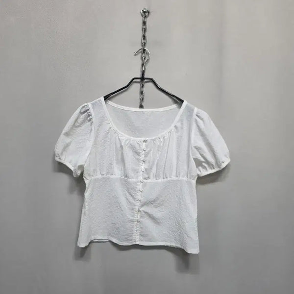 [BUNJANG] White Puff Sleeve Blouse / 화이트 퍼프소매 블라우스