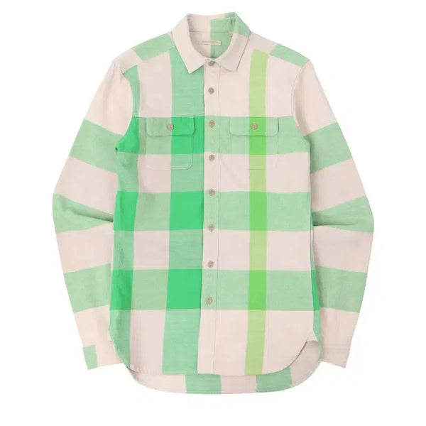 [BUNJANG] Burberry Brit Pink Green Twill Cotton Shirt / 버버리 브릿 핑크 그린 트윌코튼 셔츠