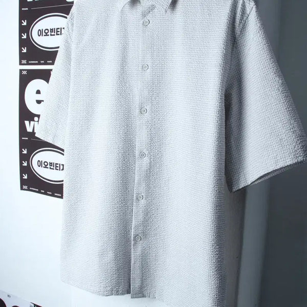 [BUNJANG] Zara Seersucker Short-Sleeve Collar T-shirt Shirt / (M-XL) 자라 반팔 카라 티셔츠 셔츠 남방 시어서커-H35347
