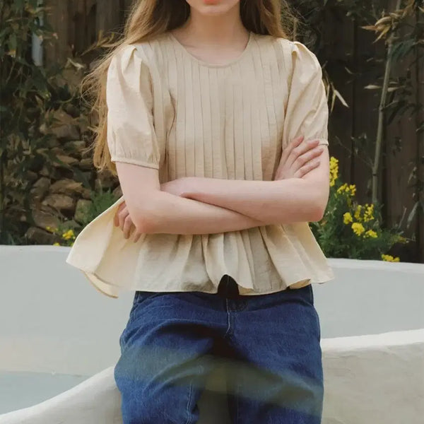 [BUNJANG] Short Sleeve Blouse / 새상품) 반팔 블라우스