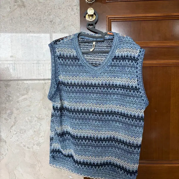 [BUNJANG] Men's Striped Knit Vest (Unisex) / 남성 스트라이프 니트 조끼 여성착용샷O