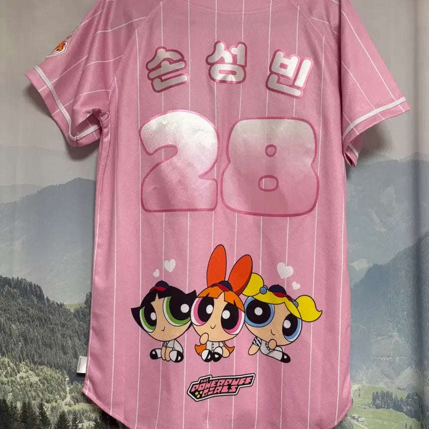 [BUNJANG] Lotte Giants Powerpuff Girls Pink Baseball Jersey Size 85 / 파워퍼프걸 핑크 야구 유니폼 85 롯데자이언츠