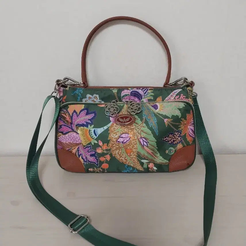 [BUNJANG] Flower Pattern Nylon 2-Way Shoulder Bag / 플라워 패턴 나일론 2WAY 숄더백