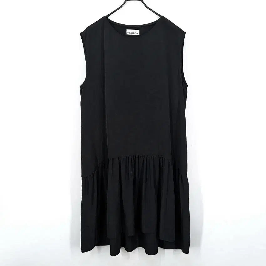 [BUNJANG] Tomboy Women's Summer Print Sleeveless Dress Black F / 톰보이 여성 여름 프린팅 민소매원피스 블랙F (HU45956)