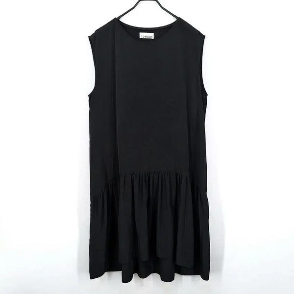 [BUNJANG] Tomboy Women's Summer Print Sleeveless Dress Black F / 톰보이 여성 여름 프린팅 민소매원피스 블랙F (HU45956)
