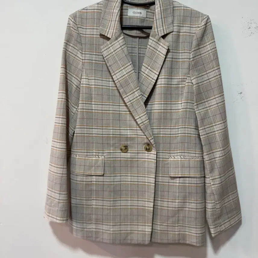 [BUNJANG] CLOVIS Check Double Button Jacket / CLOVIS 체크 더블 버튼 자켓 85-95-160