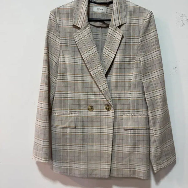 [BUNJANG] CLOVIS Check Double Button Jacket / CLOVIS 체크 더블 버튼 자켓 85-95-160