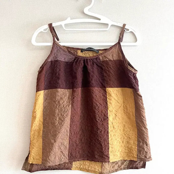 [BUNJANG] Brown Mori Check Camisole / 브라운 모리 체크 나시