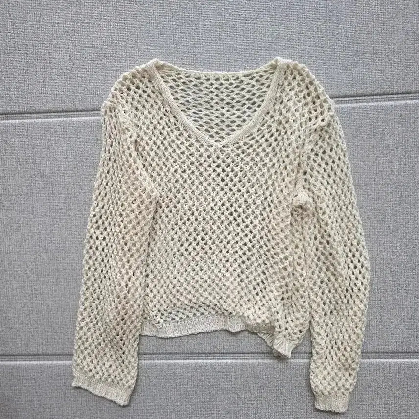 [BUNJANG] Ivory Net Knit / 아이보리 그물망 니트