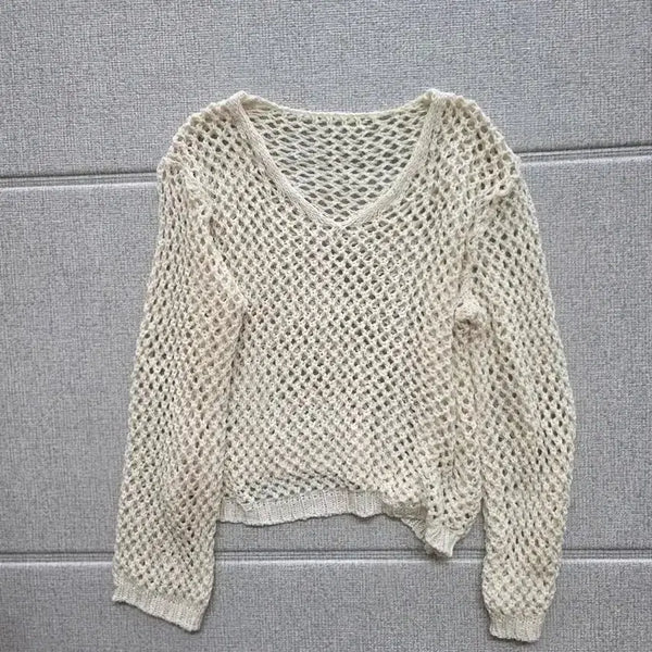[BUNJANG] Ivory Net Knit / 아이보리 그물망 니트