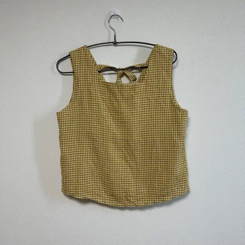 [BUNJANG] Checkered Ribbon Sleeveless Top / 체크무늬 리본 나시