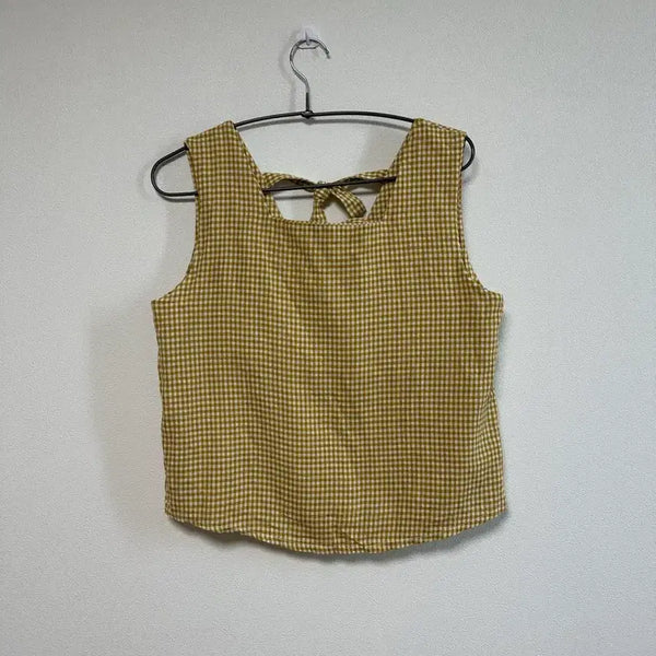 [BUNJANG] Checkered Ribbon Sleeveless Top / 체크무늬 리본 나시