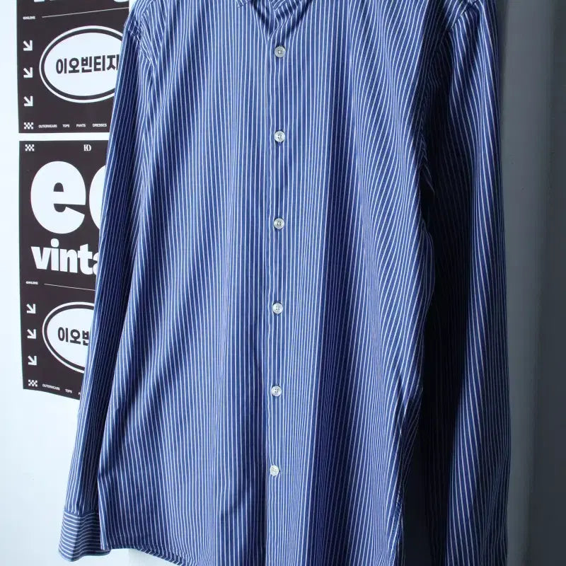 [BUNJANG] Zara Striped Slim Fit Shirt (XL) / (XL) 자라 셔츠 남방 슬림핏 스트라이프 블루 놈코어-H35363