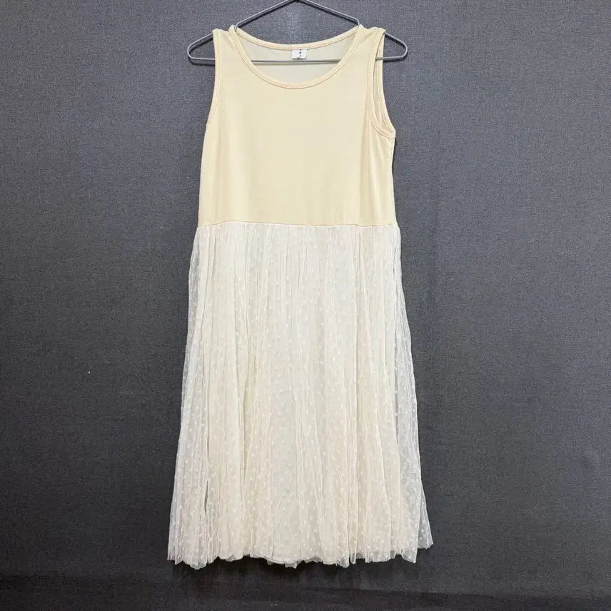 [BUNJANG] Women's Lace Layered Long Camisole Dress - Ivory / F 여성 레이스 레이어드 롱 나시 원피스 아이보리 BO2414