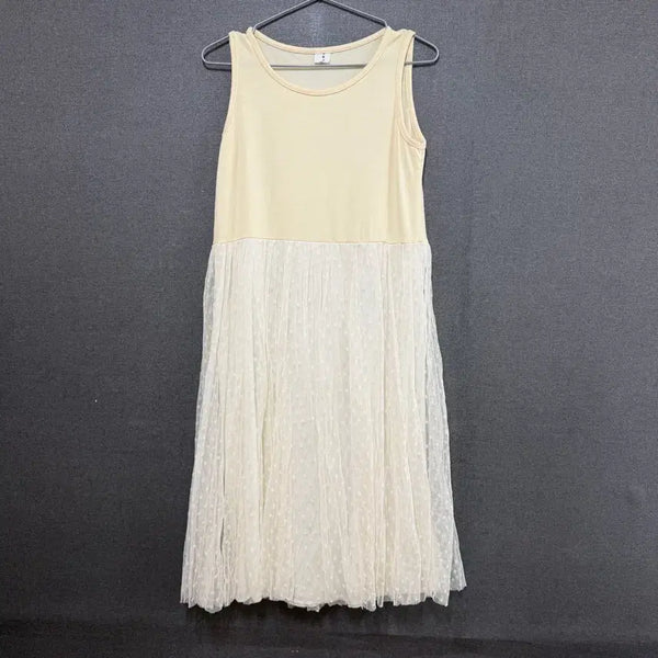 [BUNJANG] Women's Lace Layered Long Camisole Dress - Ivory / F 여성 레이스 레이어드 롱 나시 원피스 아이보리 BO2414