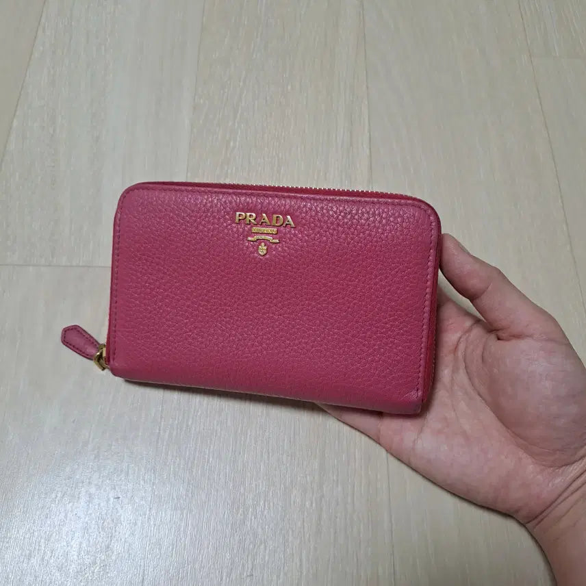 [BUNJANG] Prada Vitello Grain Zipper Bifold Wallet Pink / [100%/정품] 프라다 비텔로 그레인 지퍼 중지갑 핑크