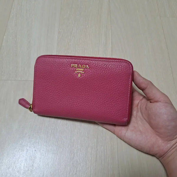 [BUNJANG] Prada Vitello Grain Zipper Bifold Wallet Pink / [100%/정품] 프라다 비텔로 그레인 지퍼 중지갑 핑크