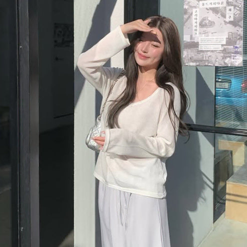 [BUNJANG] Livehour Linen V-Neck Knit Ivory / [미개봉/택0]리브아워 linen v-neck knit 아이보리