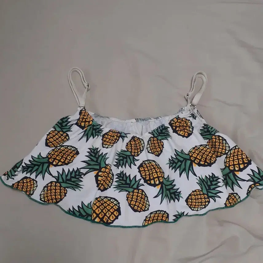 [BUNJANG] Pineapple Pattern Bustier Bikini Swimsuit Cover-up / 파인애플 패턴 뷔스티에 비키니 수영복 커버업