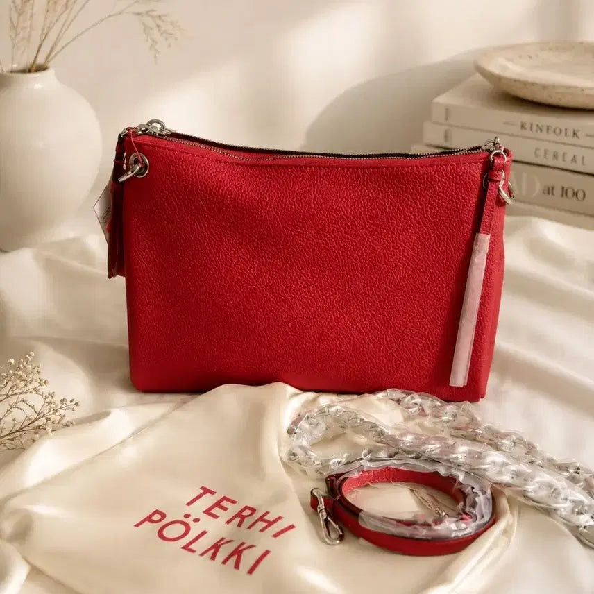 [BUNJANG] Terhi Pölkki Red Leather Hobo Bag / 새상품) 테르히 퐅키(Terhi Polkki) 레드 양가죽 호보백 팝니다. (정품/풀구성)