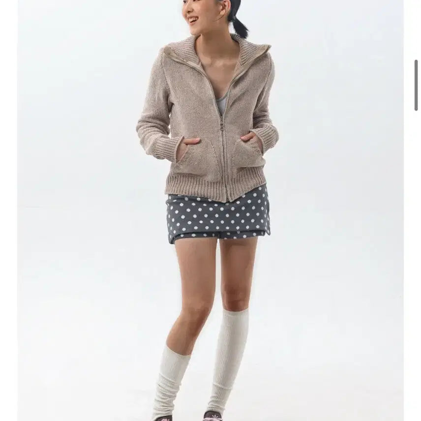 [BUNJANG] Owensey Coco Dot Low-Fit Pants Skirt Charcoal / 오운서 코코 도트 로우핏 팬츠 스커트 차콜