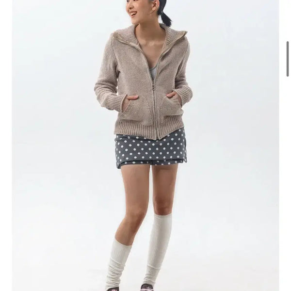 [BUNJANG] Owensey Coco Dot Low-Fit Pants Skirt Charcoal / 오운서 코코 도트 로우핏 팬츠 스커트 차콜