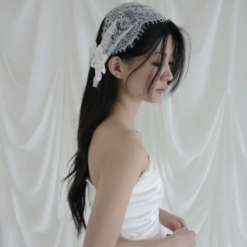 [BUNJANG] Objetvenue Lace Hairband / 오브제베뉴 베일 LACE HAIRBAND