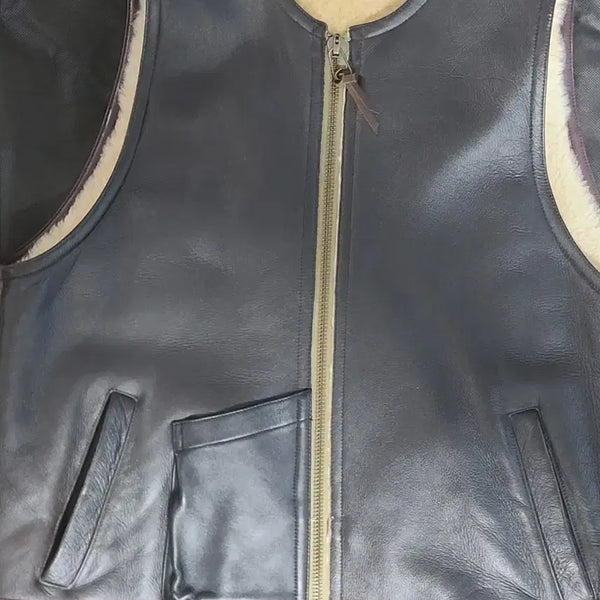 [BUNJANG] Blackout Mutton Leather Vest XL / 블랙아웃 무톤 베스트 가죽 레더 xl