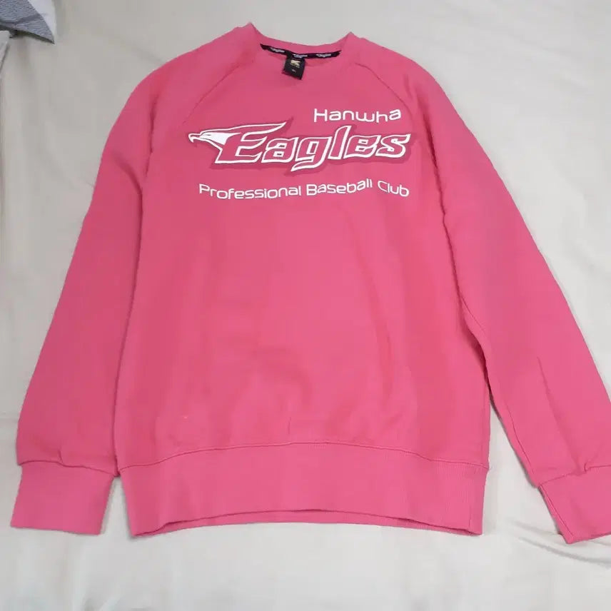 [BUNJANG] Hanwha Eagles Pink Cotton Sweatshirt / 한화이글스 핑크 쭈리면 맨투맨 90