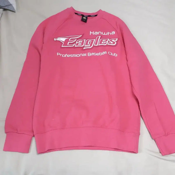 [BUNJANG] Hanwha Eagles Pink Cotton Sweatshirt / 한화이글스 핑크 쭈리면 맨투맨 90