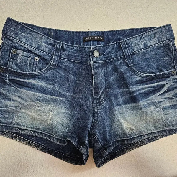 [BUNJANG] Urban Jeans Cut-off Denim Hot Pants (Medium) / 어반진스 핫팬츠 데님 블루 워싱 컷팅(M)