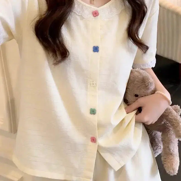 [BUNJANG] Lace Collar Pajama Set / 잠옷 세트 레이스 카라