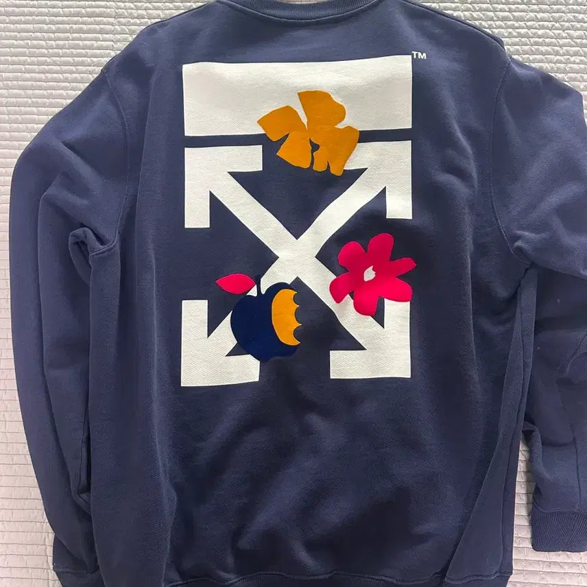 [BUNJANG] Off-White Arrows Flower Sweatshirt Navy M / 오프화이트 애로우즈 플라워 맨투맨 네이비 M