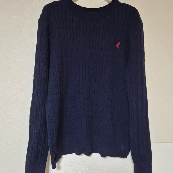 [BUNJANG] Polo Ralph Lauren Cable Knit Navy Sweater / 폴로 케이블 니트 네이비