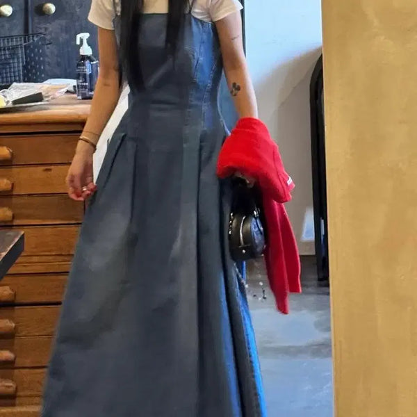 [BUNJANG] Top Dressing Denim Long Dress / 탑드레싱 데님원피스