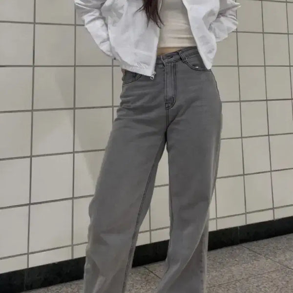 [BUNJANG] Nike Women's Cropped Swoosh Windbreaker Jacket White / 나이키 바람막이 흰색