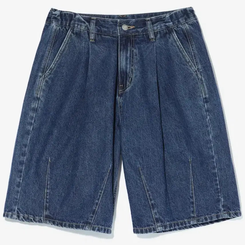 [BUNJANG] Coupang Balloon One-Tuck Dart Shorts Washed Blue Denim / [남성S]꼼파뇨 벌룬 원턱 다트 쇼츠 데님 워시드블루