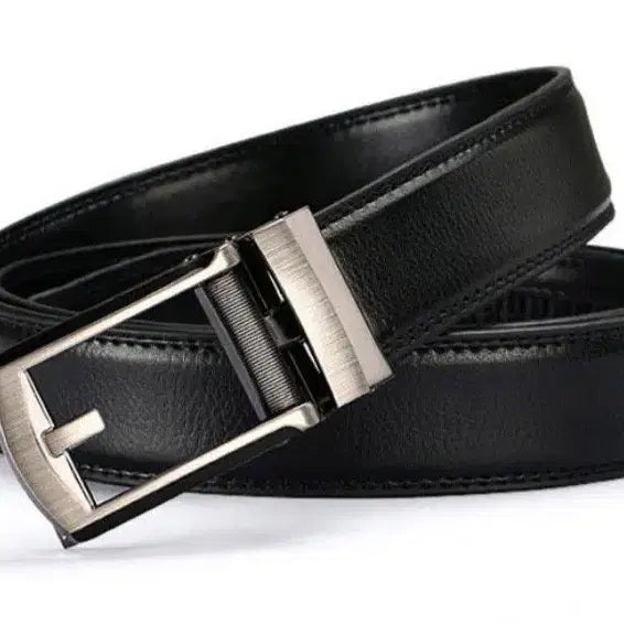 [BUNJANG] Automatic Buckle Leather Belt Set (2 Pieces) / 자동 버클 가죽 벨트2개 세트