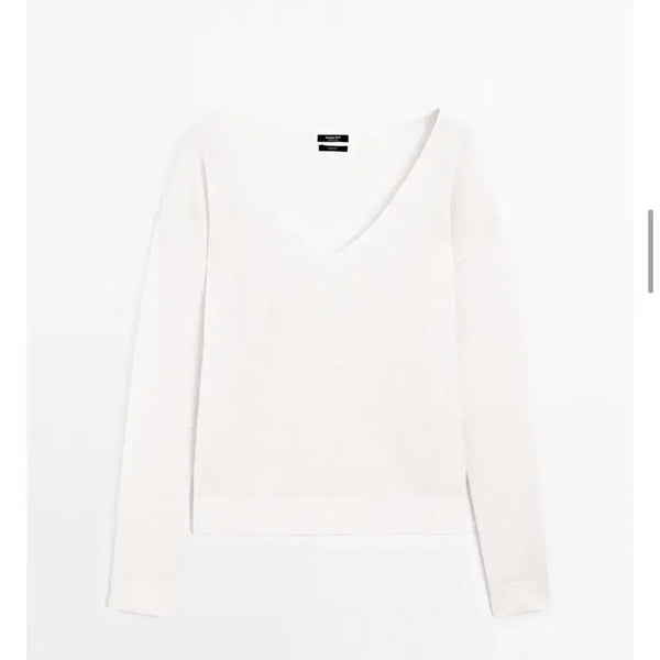 [BUNJANG] Massimo Dutti Linen V-Neck Knit / 마시모두띠 V넥 니트 정품 화이트 브이넥 린넨니트 린넨 리넨 여름니트 장마